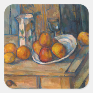 Adesivo Quadrado Paul Cezanne - A Vida Estática com Jug de Leite e