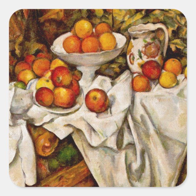 Adesivo Quadrado Paul Cezanne Apple Orangismo Impressionismo (Frente)