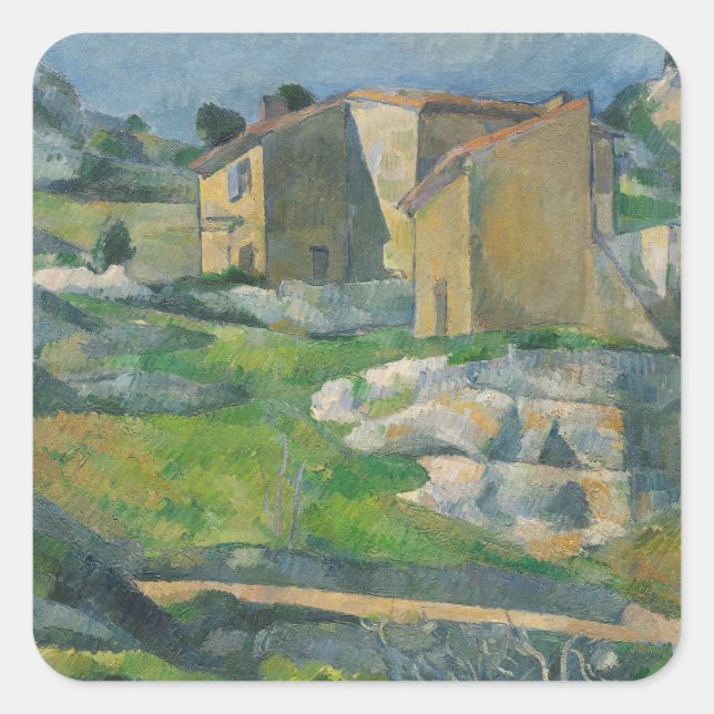 Adesivo Quadrado Paul Cezanne | Casas da Provença: Riaux V (Frente)