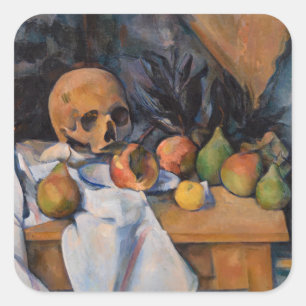 Adesivo Quadrado Paul Cezanne - Natureza Morta com Caveira