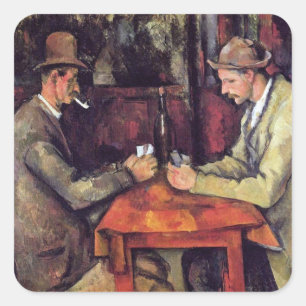 Adesivo Quadrado Paul Cezanne - Os Jogadores de Cartas Pintura de A