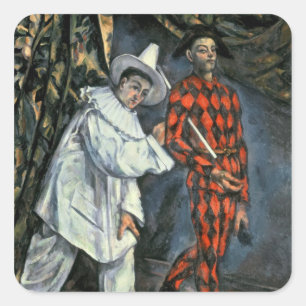 Adesivo Quadrado Paul Cezanne   Pierrot e Harlequin, 1888