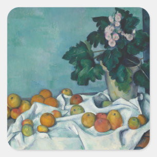 Adesivo Quadrado Paul Cezanne Vida Estática com Maçãs e um Pot