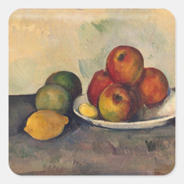 Adesivo Quadrado Paul Cezanne | Vida tranquila com Maçãs, c.1890 (Frente)