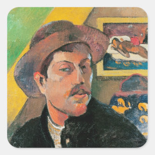 Adesivo Quadrado Paul Gauguin   Autorretrato num chapéu, 1893-1894