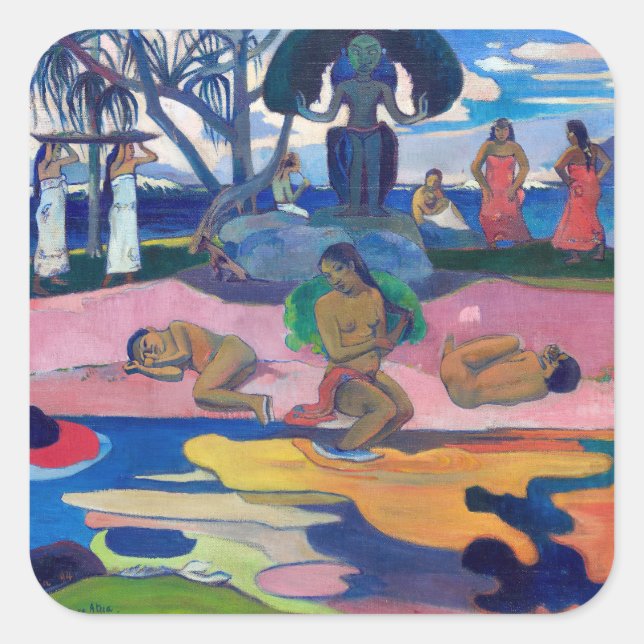 Adesivo Quadrado Paul Gauguin - Dia do Deus / Mahana no atua (Frente)