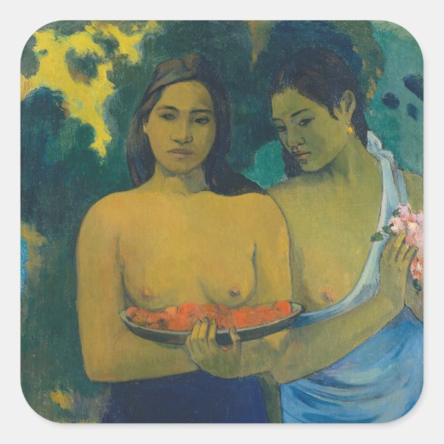 Adesivo Quadrado Paul Gauguin - Duas Mulheres Tahitianas (Frente)