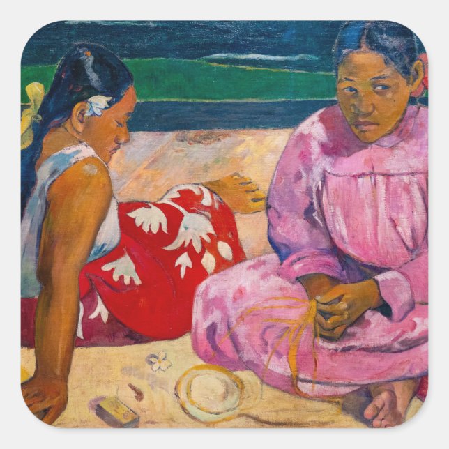 Adesivo Quadrado Paul Gauguin - Mulheres taitianas na praia (Frente)