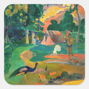 Adesivo Quadrado Paul Gauguin - Paisagem com Peacocks / Matamoe