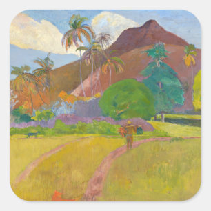Adesivo Quadrado Paul Gauguin - Paisagem Taitiana