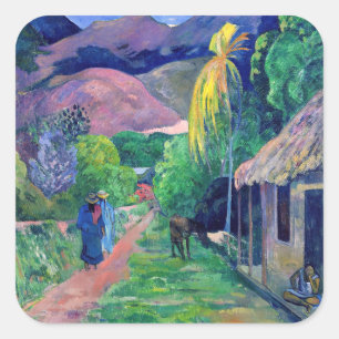 Adesivo Quadrado Paul Gauguin - Rua em Tahiti