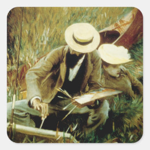 Adesivo Quadrado Paul Helleu que esboça com sua esposa