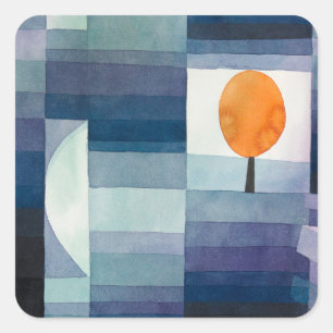 Adesivo Quadrado Paul Klee Abstrato Tree Blue Painting