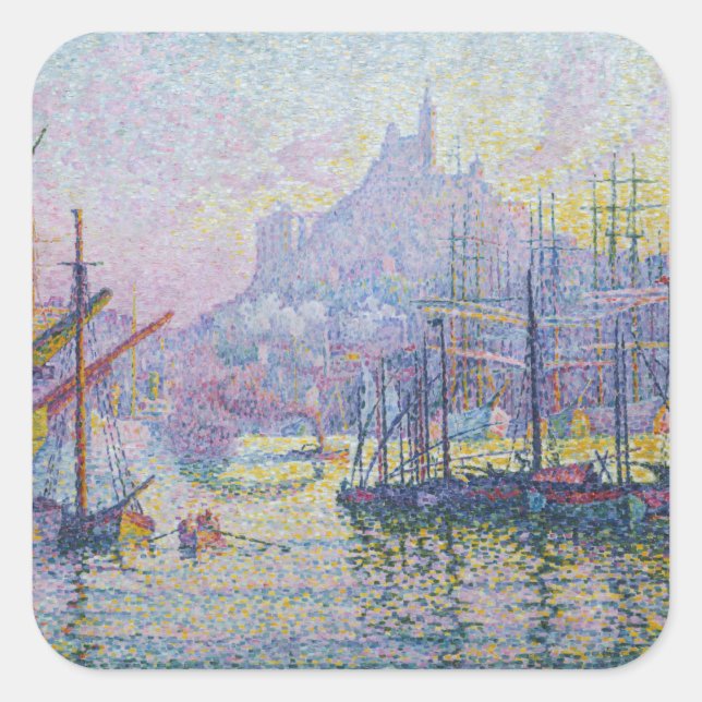 Adesivo Quadrado Paul Signac - Notre-Dame-de-la-Garde, Marselha (Frente)