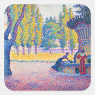 Adesivo Quadrado Paul Signac - Saint-Tropez, Fontaine des Lices