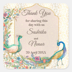 Adesivo Quadrado Pavão árabe padrão árabe presente de casamento ind