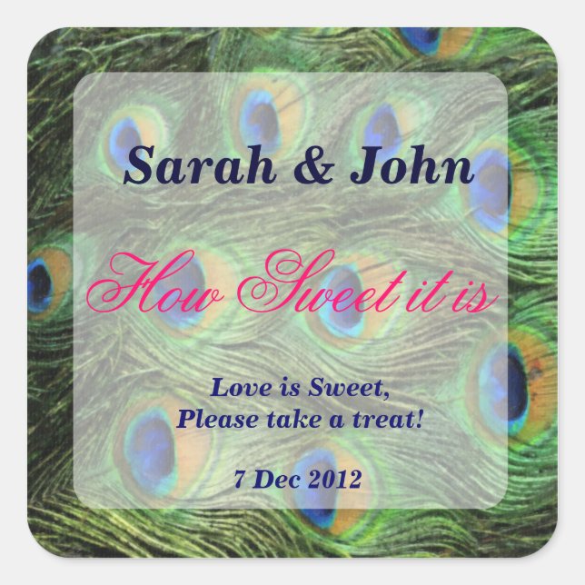 Adesivo Quadrado Pavão de Pavão Como é Doce (Frente)