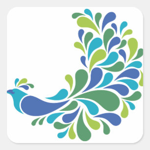 Adesivo Quadrado Pavão retro