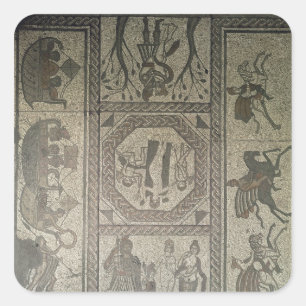 Adesivo Quadrado Pavimento de mosaico da casa de campo romana no