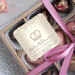 Adesivo Quadrado Pavimentos para pastelaria Chef Glitter Dourado