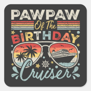 Adesivo Quadrado Pawpaw das Férias do Cruzador de Aniversário