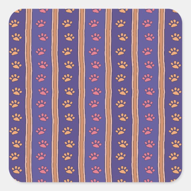 Adesivo Quadrado Pawprint Pattern (Frente)