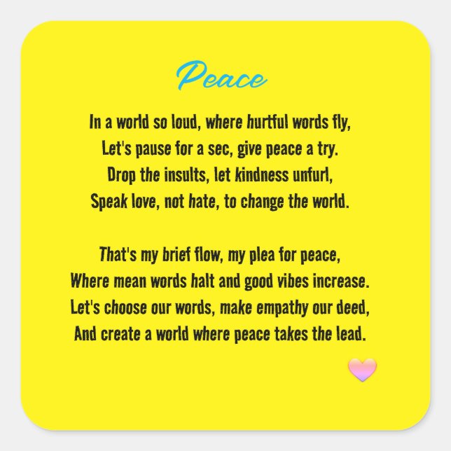 Adesivo Quadrado Paz (Frente)