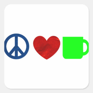 Adesivo Quadrado Paz, Amor, Café