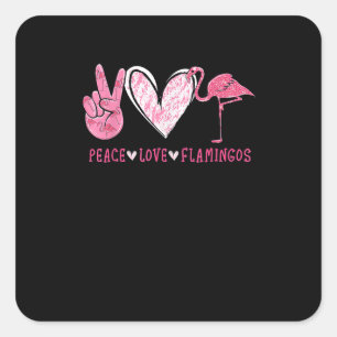 Adesivo Quadrado Paz Amor Flamingo Flamingo Lover