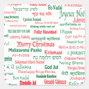 Adesivo Quadrado Paz Coexiste Feliz Feliz Natal Muitas Línguas