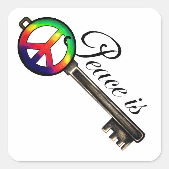 Adesivo Quadrado Paz é a chave (Frente)