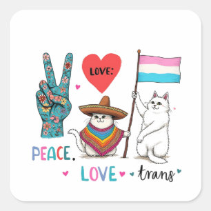 Adesivo Quadrado Paz e Transgênero LGBTQ Trans
