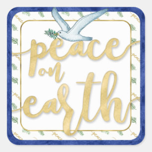 Adesivo Quadrado Paz no Natal Kwanzaa Hanukkah da terra