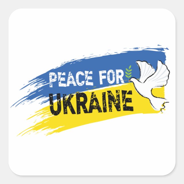 Adesivo Quadrado Paz para a Ucrânia (Frente)