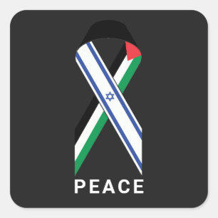 Adesivo Quadrado Paz para Israel e Palestina - bandeira negra