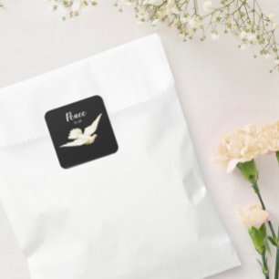 Adesivo Quadrado Paz para todos os pássaros Cartões de natal da Dov