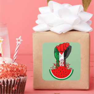 Adesivo Quadrado Pé de resistência da Palestina em Watermelon