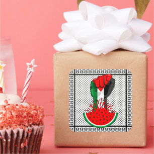 Adesivo Quadrado Pé de resistência da Palestina em Watermelon