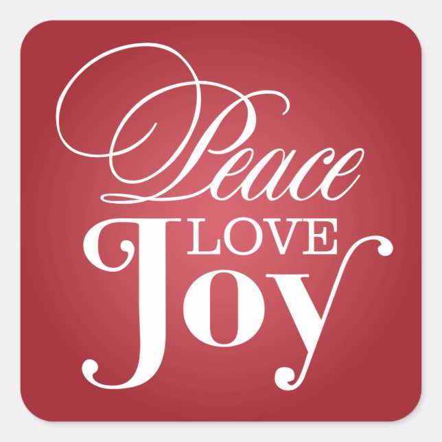 ADESIVO QUADRADO PEACE AMVE JOY | SELO DE ENVELOPE DE FERIADO (Frente)