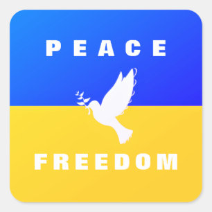 Adesivo Quadrado Peace Dove Ucraniano Suporte à Bandeira da Ucrânia