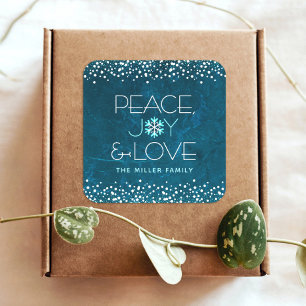 Adesivo Quadrado "Peace Joy Love"