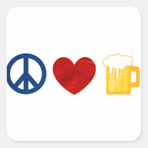 Adesivo Quadrado Peace Love Beer