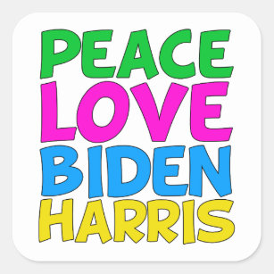 Adesivo Quadrado Peace Love Biden Harris Cute 2024 Election