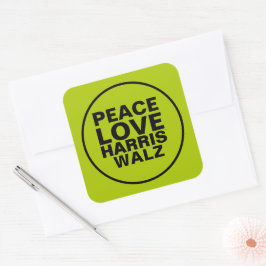 Adesivo Quadrado PEACE LOVE HARRIS WALZ Neon Green