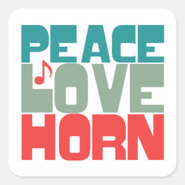Adesivo Quadrado Peace Love Horn