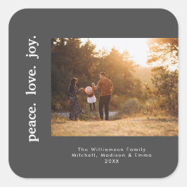 Adesivo Quadrado Peace Love Joy Holiday Christmas Family Photo