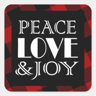 Adesivo Quadrado Peace, Love Joy Red Buffalo Envelope Seal