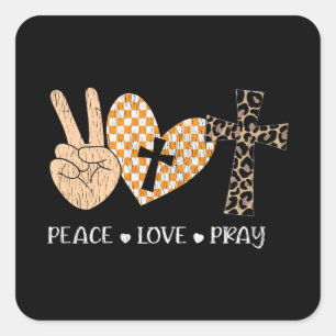 Adesivo Quadrado Peace Love Reze Graças a Natal Christian
