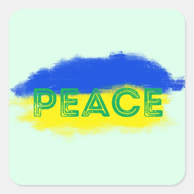 Adesivo Quadrado PEACE mantém-se livre para a Ucrânia (Frente)