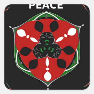 Adesivo Quadrado "Peace: with Shield Emblem" Art Impressão